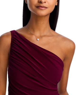 Diamond Flower Solitaire Necklace in 14K White Gold, 0.75 tcw