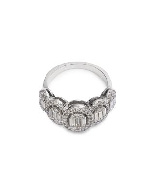 Diamond Oval Mosaic Band Ring in 14K White Gold, 1.0 tcw