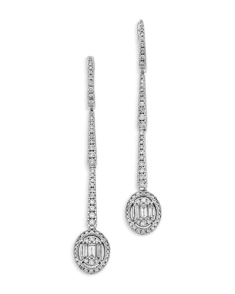 Shop Bloomingdale's Fine Collection Diamond Oval Mosaic Drop Earrings In 14k White Gold, 1.0 Ct. T. W.