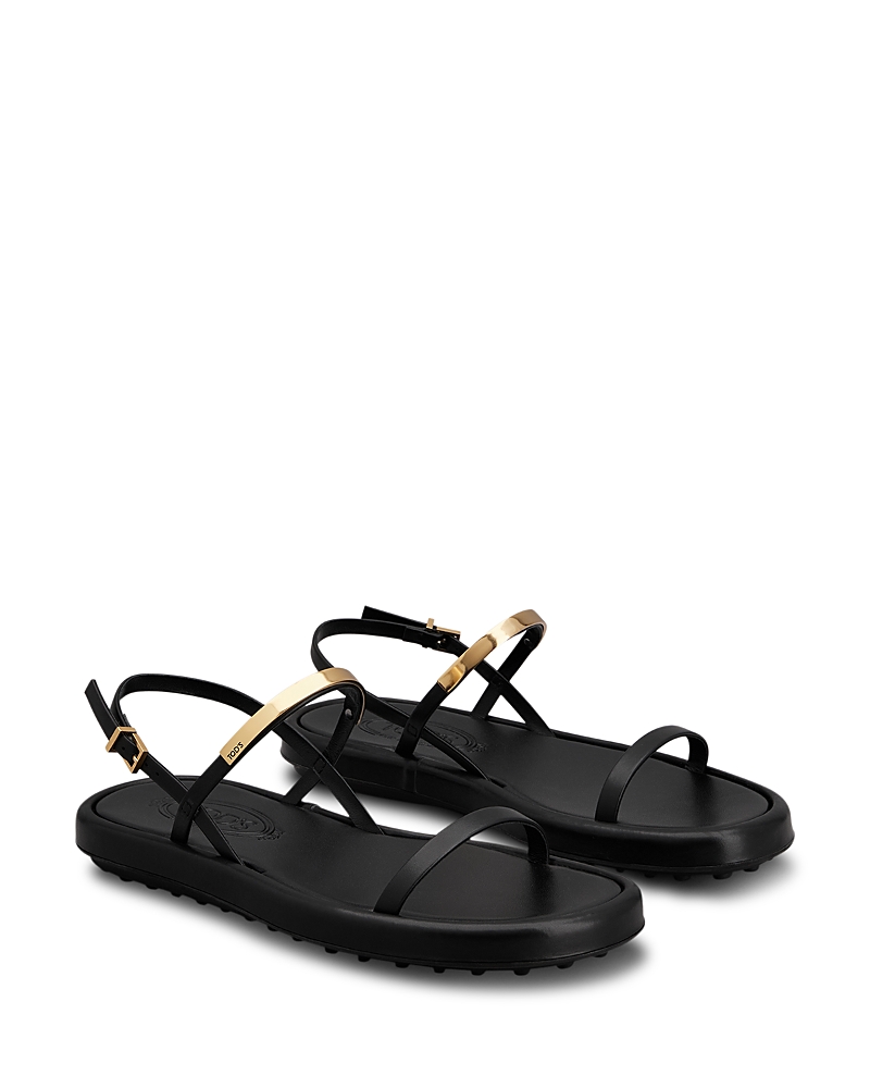 Tod's Baretta Sporty Leather Sandals In Black
