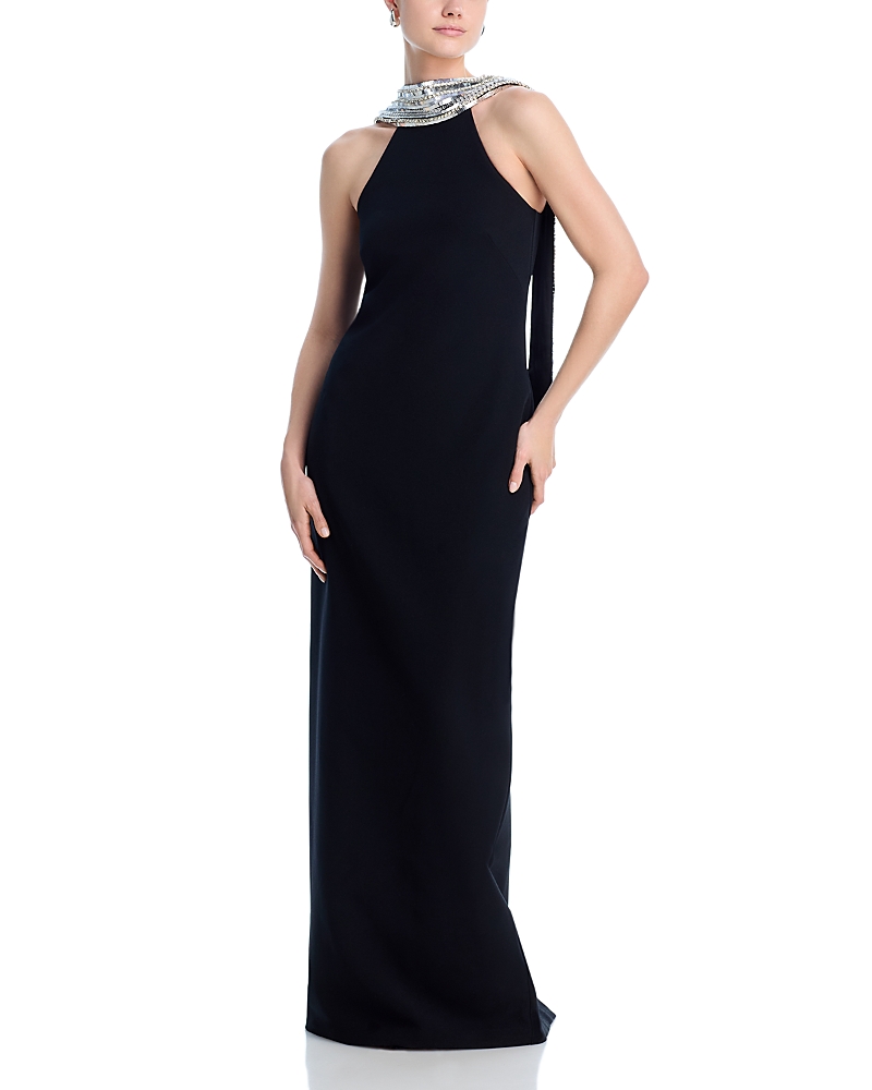 Safiyaa Women's Holli Sequin-embellished Heavy Crepe Gown In Black W Crystal