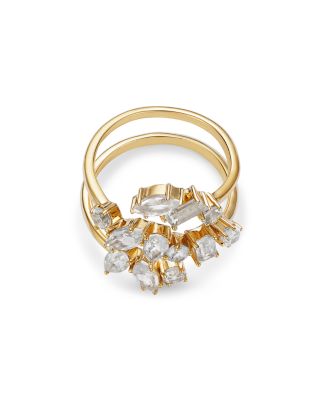 14K Yellow Gold White Topaz Multishape Bypass Ring