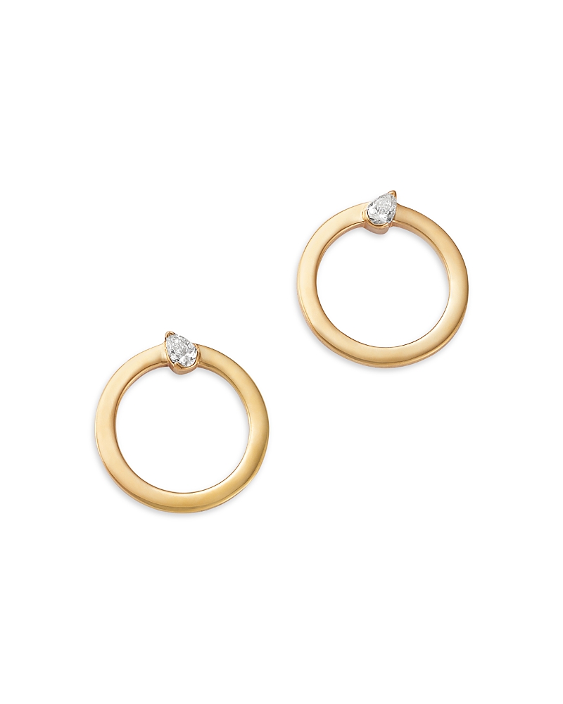 Moon & Meadow 14k Yellow Gold Pear Cut Diamond Front Facing Hoop Earrings, 0.10 Ct. T. W. In Gold