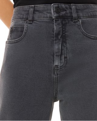 High Rise Stretch Barrel Leg Jean in Grey