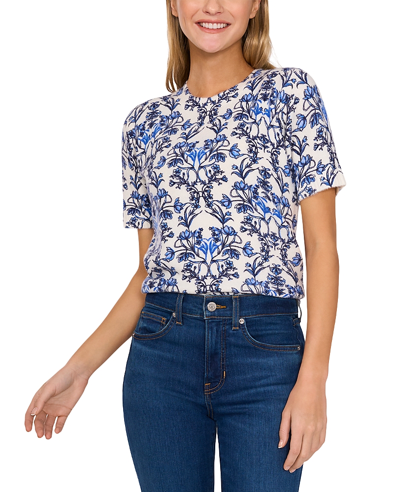 Shop Cece Printed Crewneck Top In New Ivory