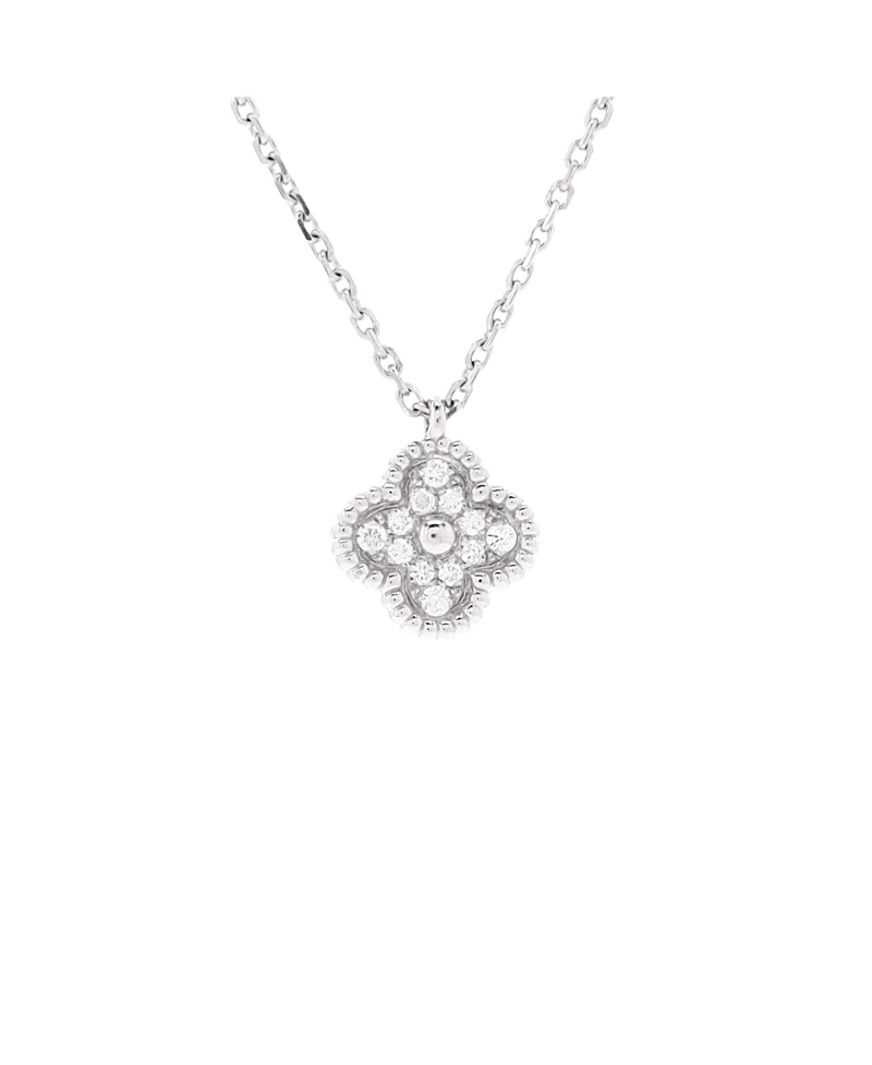 Pre-owned Pre-owned Van Cleef & Arpels Van Cleef & Arpels Sweet Alhambra Pendant Necklace 18k White Gold With Diamonds