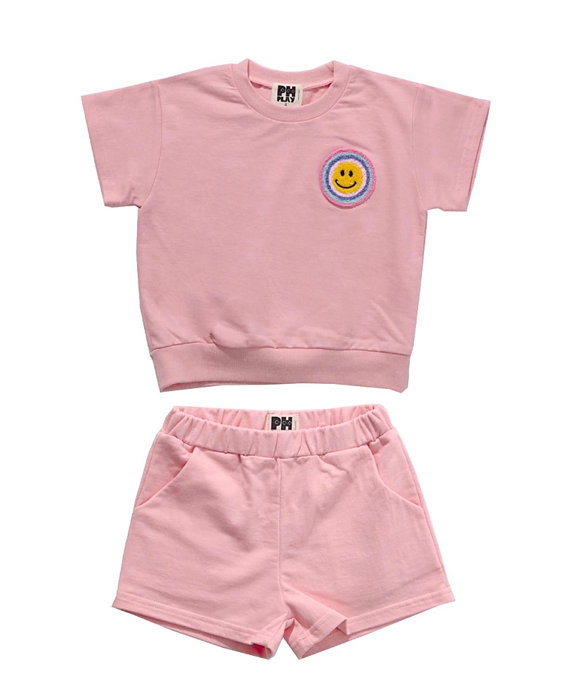 Petite Hailey Girls' Multi Smile Sweatshirts Set - Little Kid, Big Kid In Light/pastel Pink