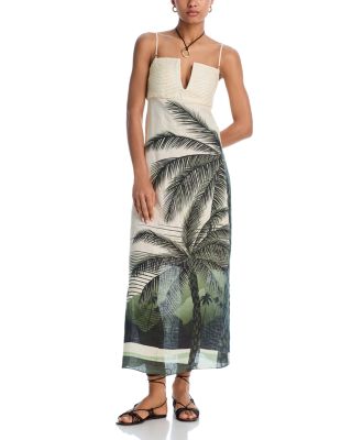JUAN DE DIOS - Linen Palm Midi Dress