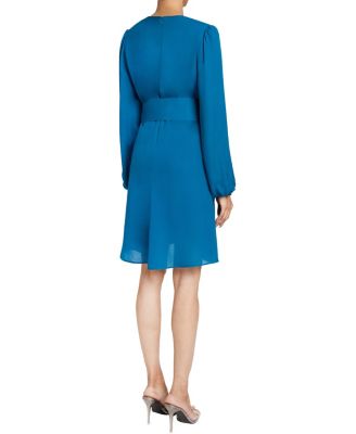  Nola Long Sleeve Keyhole Knee-length Dress in Silk Georgette