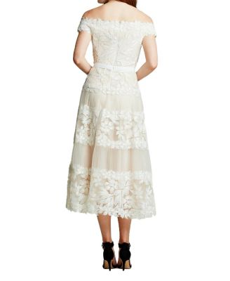  Adriane Floral Embroidered Tea-Length Dress
