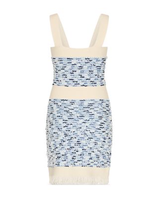 Fringed Textured Tweed Mini Dress