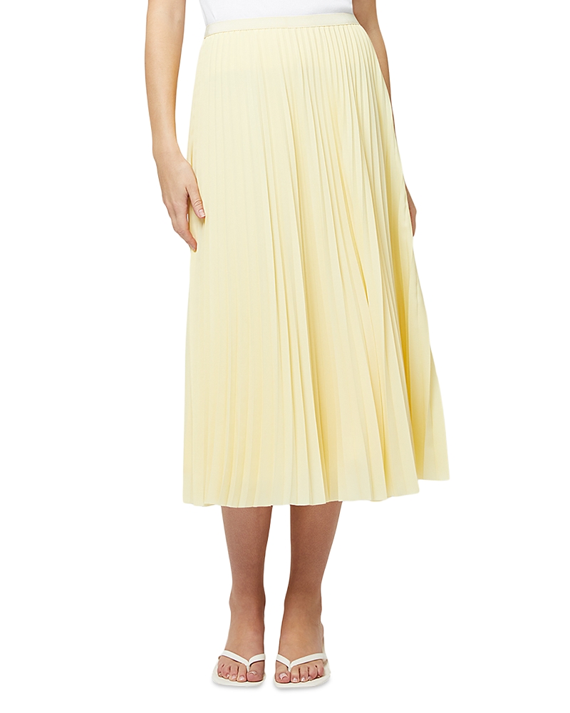 French Connection Sunburst Pleated Crepe Midi Skirt In Cornsilk Yellow