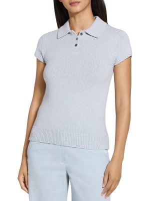 Cap Sleeve Textured Knit Polo