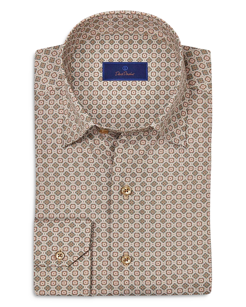 David Donahue Floral Medallion Cotton Oxford Cloth Button-up Shirt In Multi