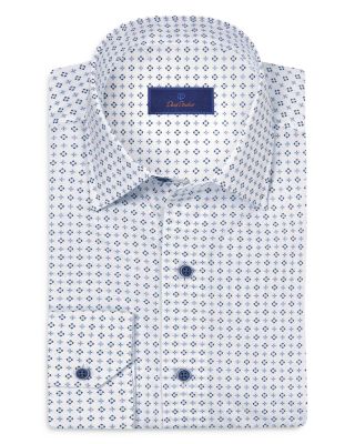 David Donahue Regular Fit Neat Print Sport Shirt