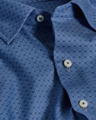 Regular Fit Tonal Geometric Print Sport Shirt