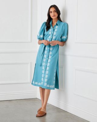 Embroidered Shirt Dress