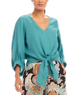 Karen Kane Linen Tie Front Top