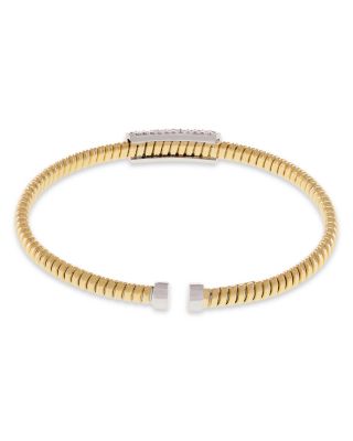 18K Yellow Gold Via Mercanti Tubogas Diamond Cylinder Bangle Bracelet