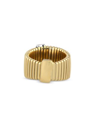 18K Yellow Gold Via Mercanti Tubogas Diamond Pav&eacute; Wide Band Ring