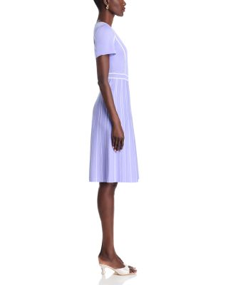 Contrast Piping Jewel Neck A Line Dress