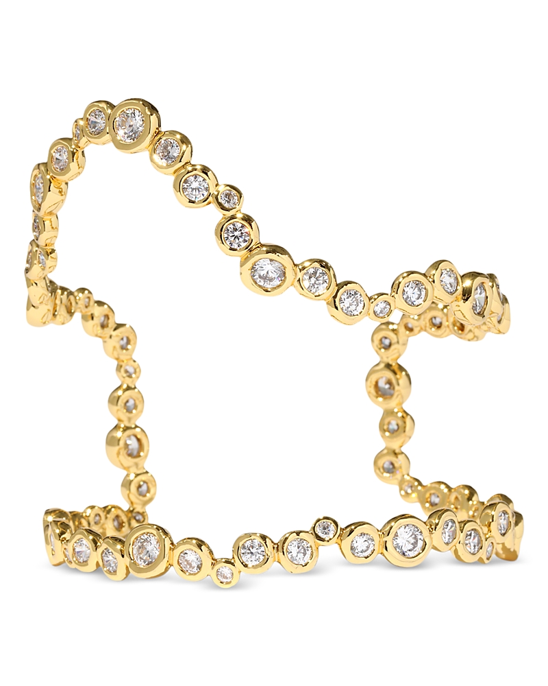 ALEXIS BITTAR ASTERALES CUBIC ZIRCONIA OPEN WAVE CUFF BRACELET IN 14K GOLD PLATED