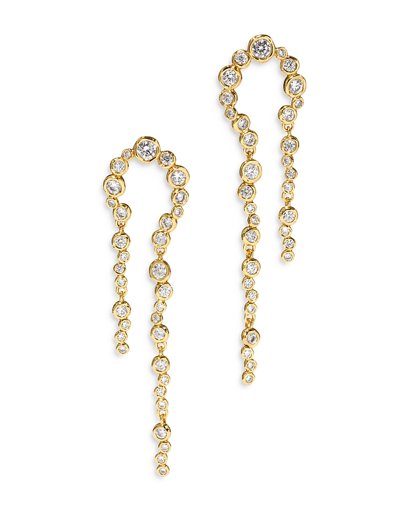 ALEXIS BITTAR ASTERALES CUBIC ZIRCONIA ARCHED LINEAR DROP EARRINGS IN 14K GOLD PLATED