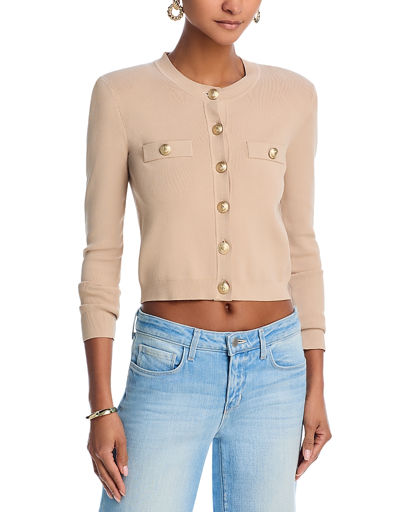 L Agence Toulouse Button-down Cardigan In Almond