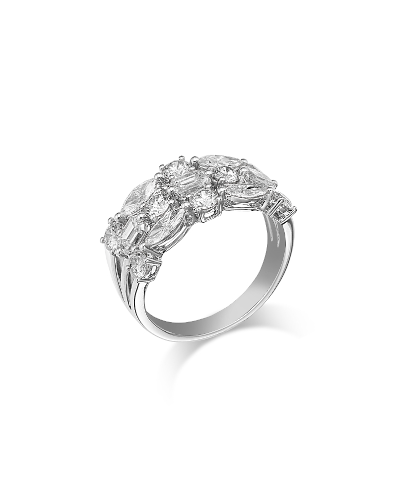 Bloomingdale's Fine Collection Diamond Mixed Cut Statement Band In 18k White Gold, 2.5 Ct. T. W. In White