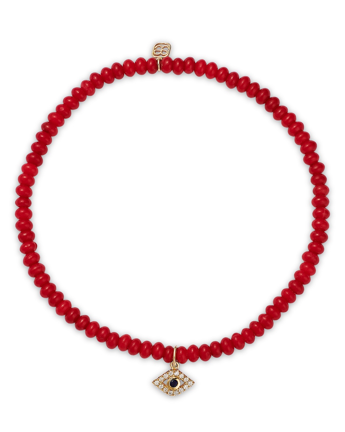 14K Yellow Gold Tiny Bezel Evil Eye Charm Bracelet