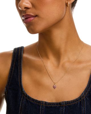 14K Yellow Gold Ruby & Diamond Strawberry Pendant Necklace, 18"
