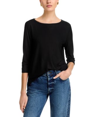 Majestic Filatures - Boat Neck Three Quarter Sleeve Tee