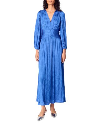 Maje - Pleated Satin Maxi Dress