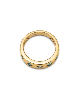 14K Yellow Gold London Blue Topaz Band Ring 
