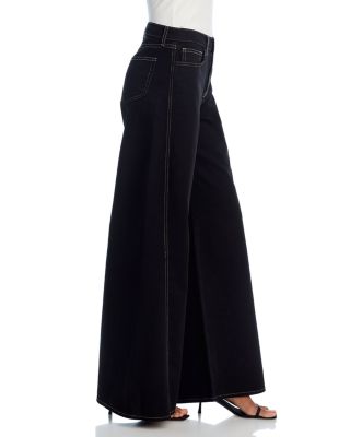 Beau High Rise T Seam Wide Leg Jeans in Noir 