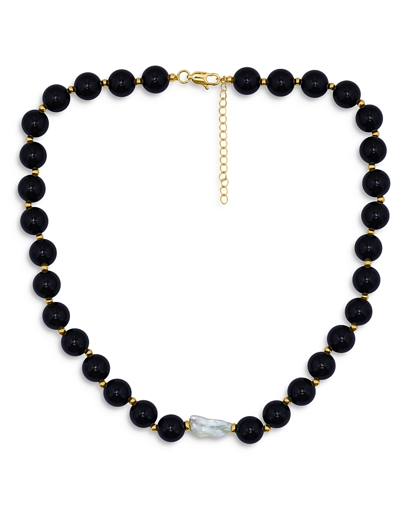 Shop Aqua Beads & Cultured Freshwater Pearl Necklace, 16 - Exclusive In Black