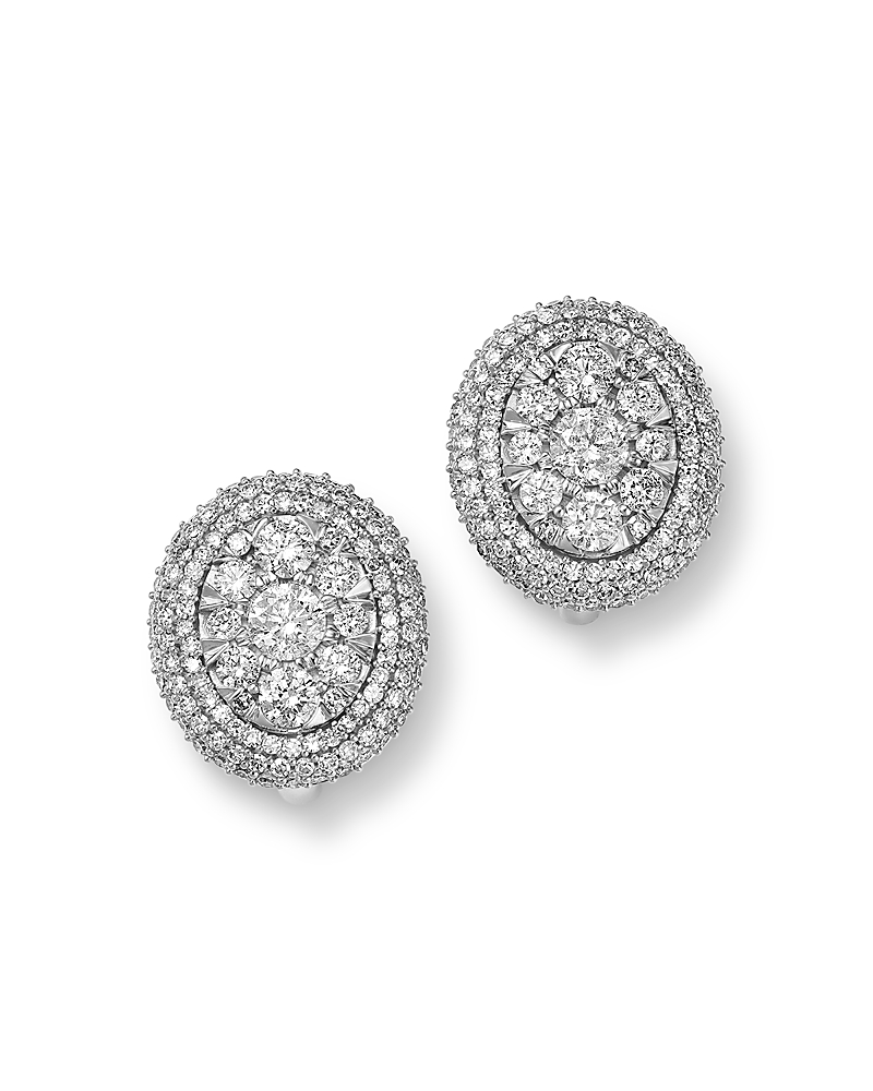 Bloomingdale's Fine Collection Diamond Pave Cluster Earrings in 14K White Gold, 2 tcw