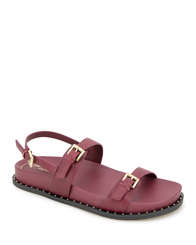 Kenneth Cole Drinity Flat Slingback Sandal In Dark Red Leather