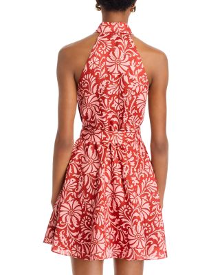 Beau Floral Print Linen Halter Dress