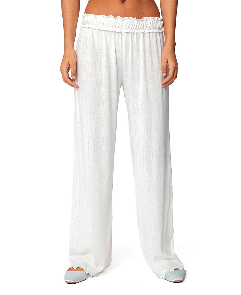 Shop Edikted Sylvia Pointelle Pants In White