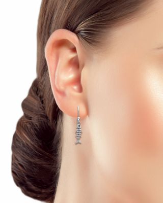Pav&eacute; Fish Drop Earrings in Sterling Silver - Exclusive