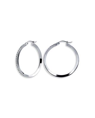 Cubic Zirconia Channel Set Hoop Earrings in Sterling Silver - Exclusive