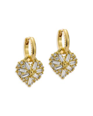 Ted Baker - Cherise Crystal Cluster Heart Huggie Hoop Drop Earrings
