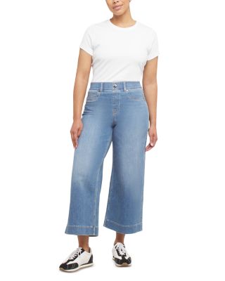 Cropped Wide Leg Jeans in Stonewashed Blue
