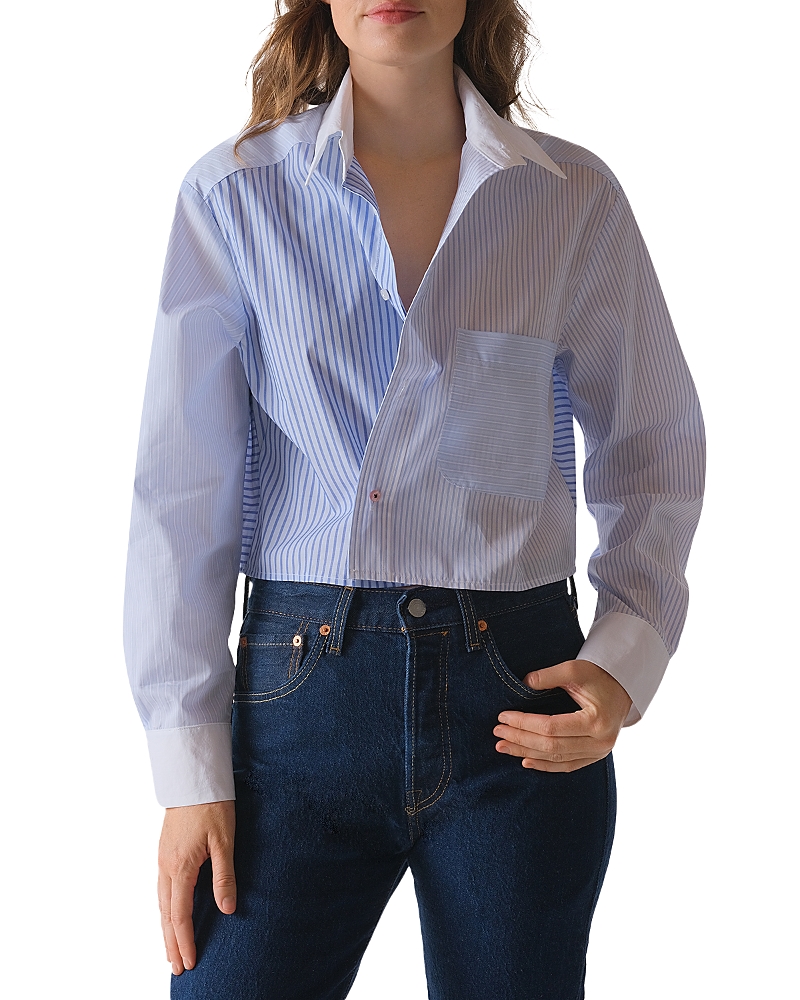 Cissa The Shorty Mixed Stripe Cropped Shirt In Scrappy