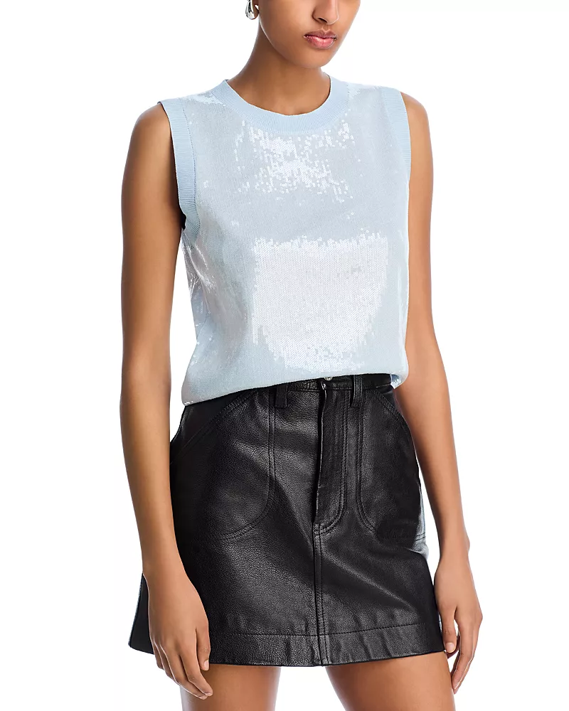 Aqua Sequin Sweater Tank - Exclusive