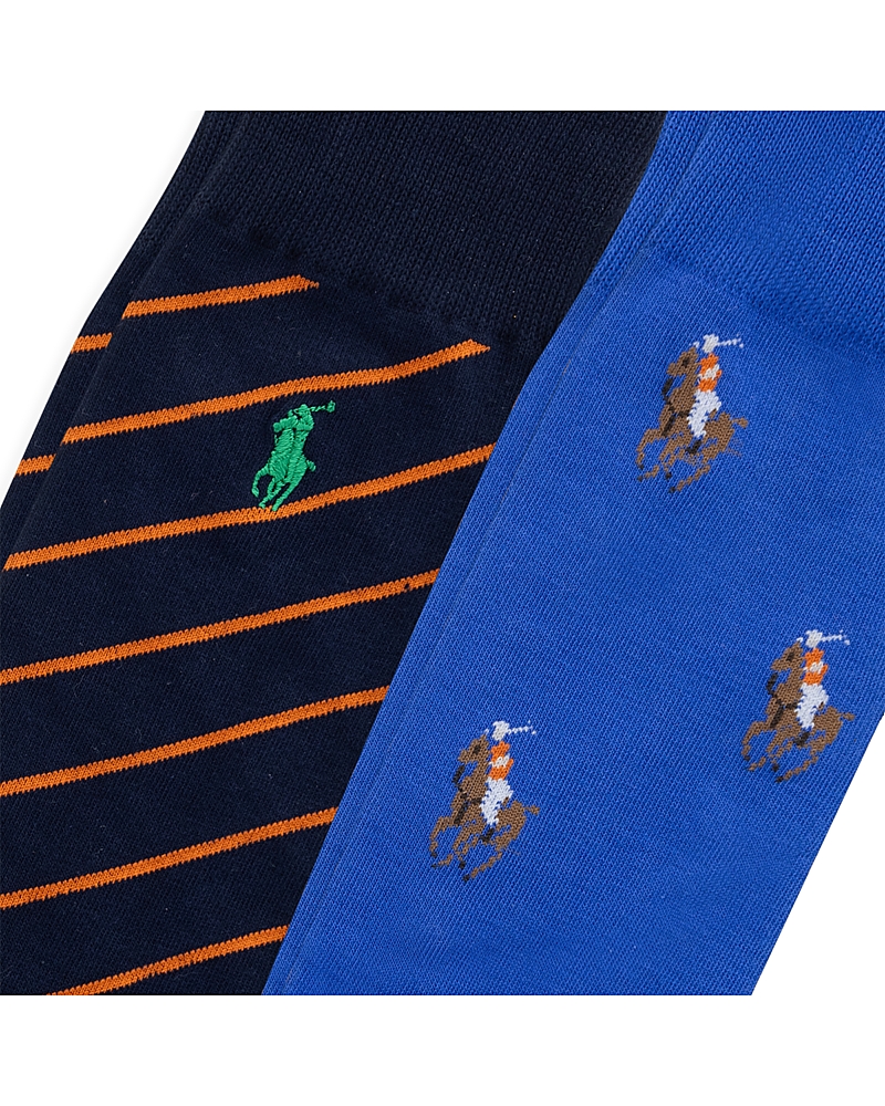 Polo Ralph Lauren Logo Dress Socks, Pack Of 2 In Blue