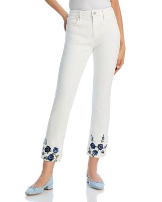 Driftwood - Colette X Blue Bouquet High Rise Cropped Skinny Jeans in Cream