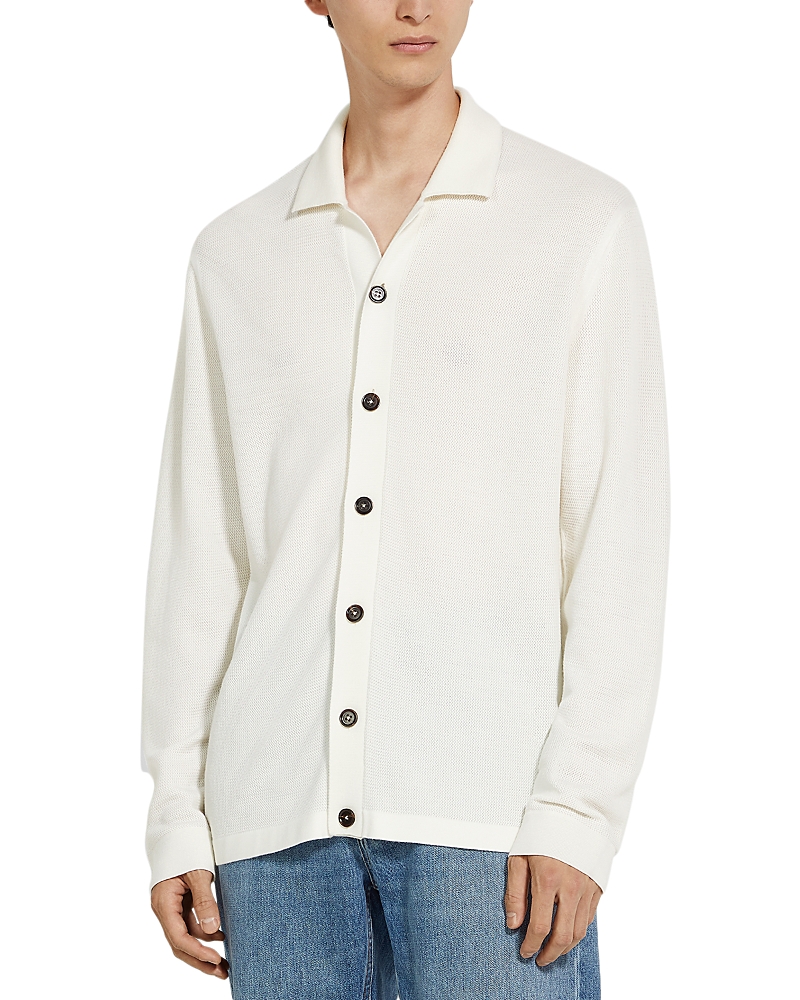 Shop Zegna Textured Wool Shirt Jacket In White