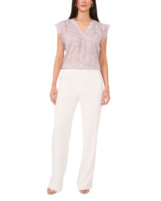 Ruffled Sleeve V Neck Top